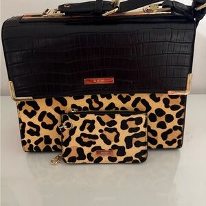 Black and Leopard Print Women's Bag Set